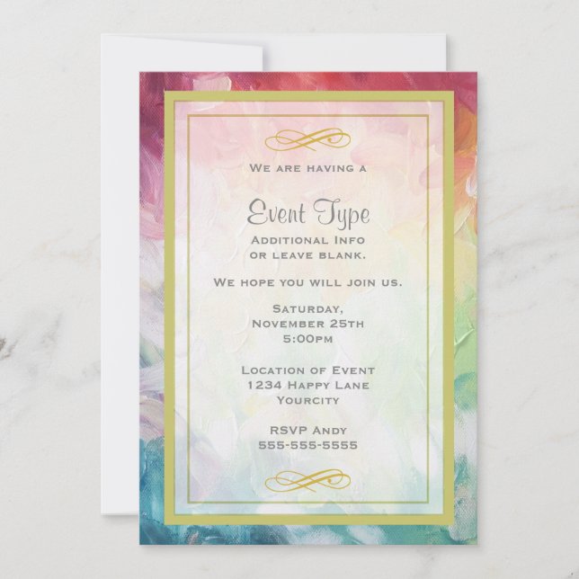 Colourful Thick Abstract Paint Generic Party Invitation (Front)
