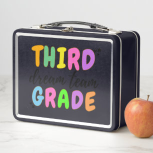 Colourful Third Grade, Back to School Cut Black  Metal Lunch Box