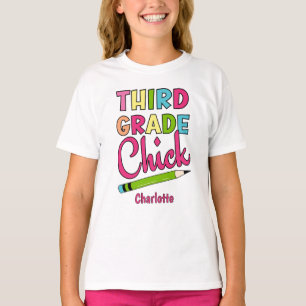 Colourful Third Grade Chick Back To School T-Shirt