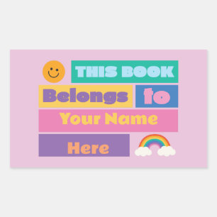 Colourful This belongs to Bookplates Rectangular Sticker