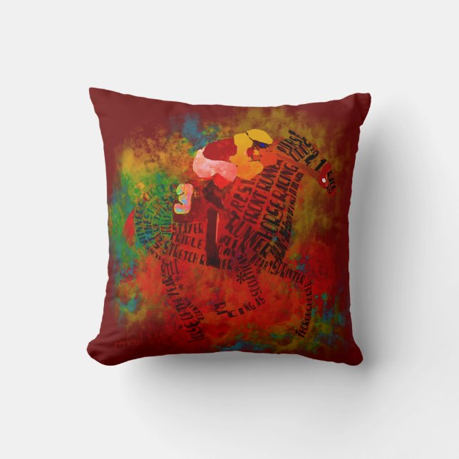 Colourful Thoroughbred Racehorse Pillow (Front)