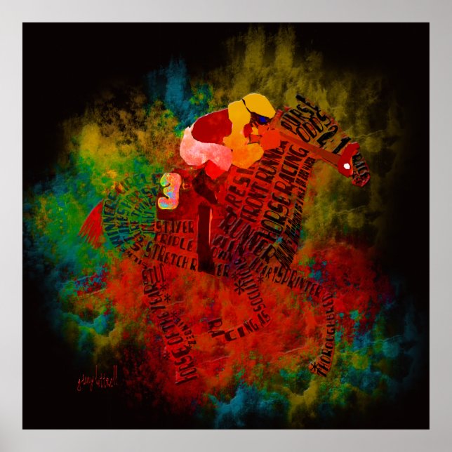 Colourful Thoroughbred Racehorse Poster (Front)