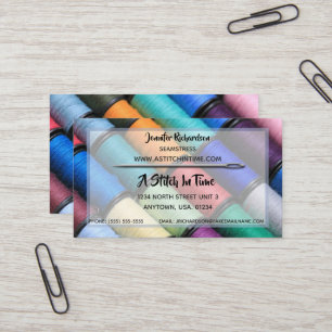 Colourful Thread Spools Seamstress or Tailor Business Card
