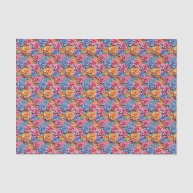 Colourful three dee floral tiled pattern  tissue paper (Front)