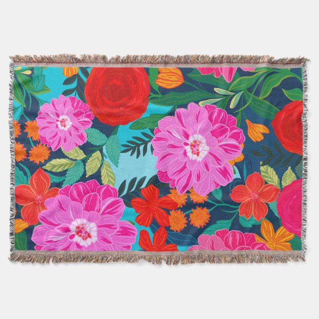 Colourful throw blanket colorblock Gift blanket (Front)