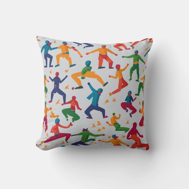 Colourful throw pillow with people (Front)
