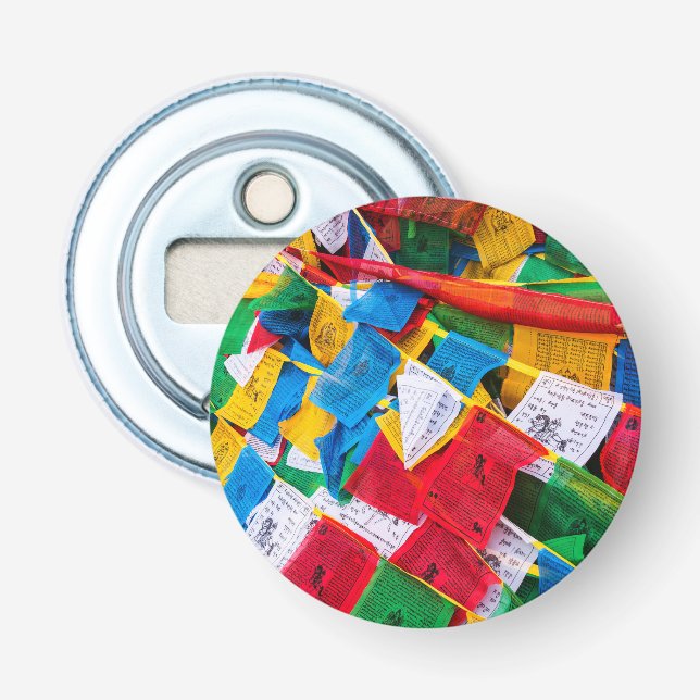 Colourful Tibetan prayer flags - Tibet Bottle Opener (Front)