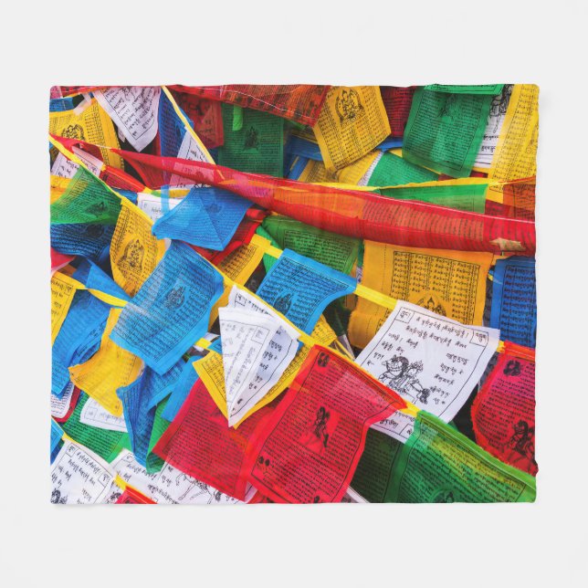 Colourful Tibetan prayer flags - Tibet Fleece Blanket (Front (Horizontal))