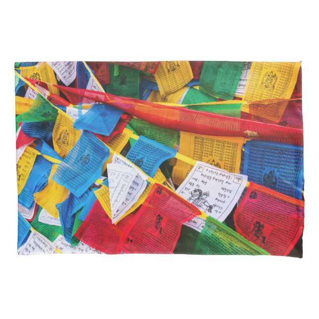Colourful Tibetan prayer flags - Tibet Pillowcase (Front)