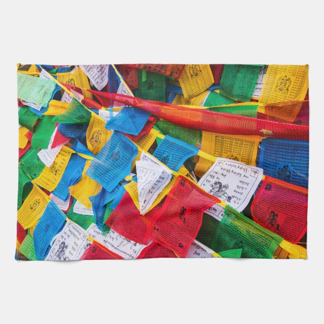 Colourful Tibetan prayer flags - Tibet Tea Towel (Horizontal)
