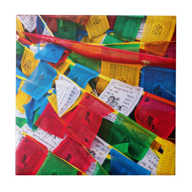 Colourful Tibetan prayer flags - Tibet Tile (Front)