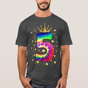 Colourful Tie Dye 5 Year Old Girl 5th Birthday  T-Shirt