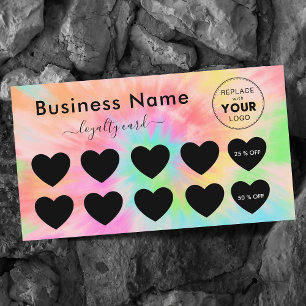 Colourful Tie Dye Add Logo Discount Minimal & Girl Loyalty Card
