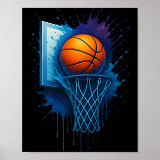 Colourful Tie Dye Basketball Apparel With Retro Sp Poster