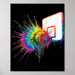 Colourful Tie Dye Basketball Hoop Paint Splatter S Poster