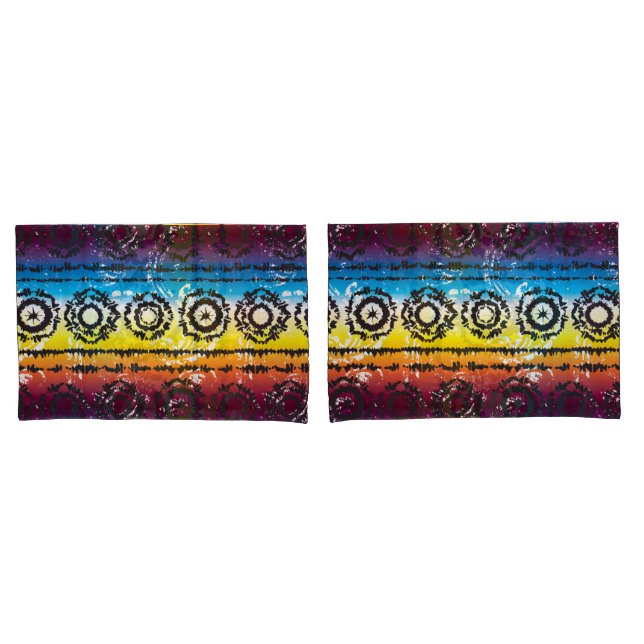 Colourful Tie Dye Batik Design Pillowcases (Front-Set)