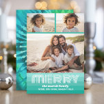 Colourful Tie Dye Blue Green - 3 Photo Collage Holiday Card<br><div class="desc">May your days be merry and bright -- A fun tie dye design with bright colours and a retro look. Use 3 horizontal photos and make a unique and trendy Merry Christmas greeting with a funky and joyful pattern on the back. If you need to move anything around, click on...</div>