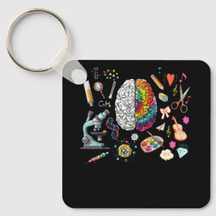 Colourful Tie Dye Brain Science Art Neuroscience N Key Ring