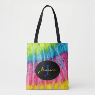 Colourful Tie Dye Bright Monogram Tote Bag