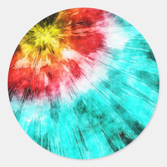 Colourful Tie Dye Classic Round Sticker (Front)