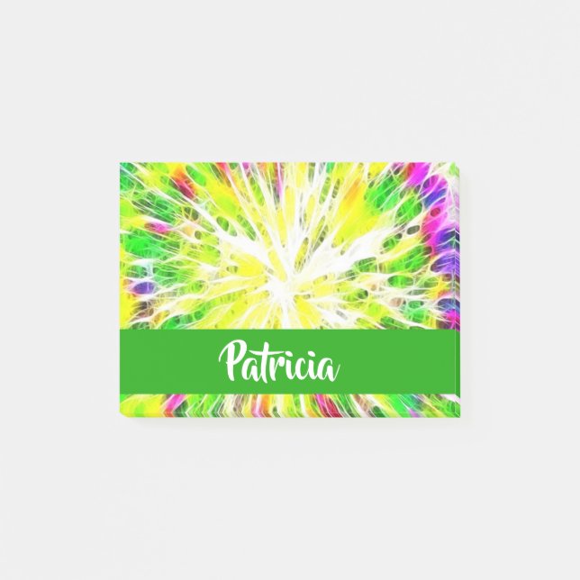 Colourful tie dye custom name pattern post-it notes (Front)
