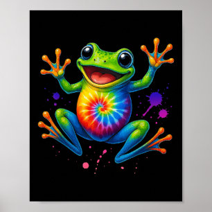 Colourful Tie Dye Frog Retro Peace Cute Style Gift Poster