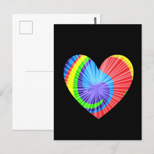Colourful Tie Dye Heart  Postcard