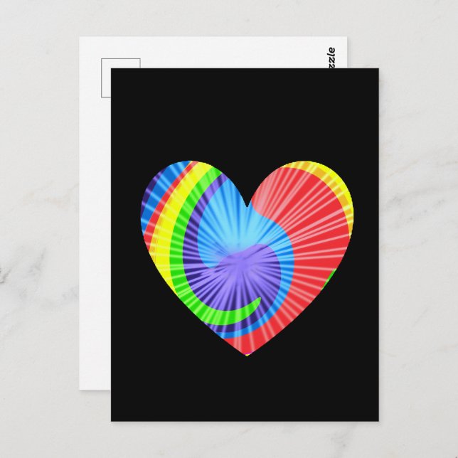 Colourful Tie Dye Heart  Postcard (Front/Back)