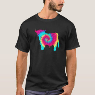 Colourful Tie Dye Highland Cow For Women Men Kids T-Shirt
