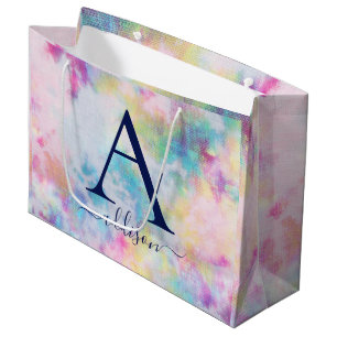 Colourful Tie-Dye Monogram Large Gift Bag