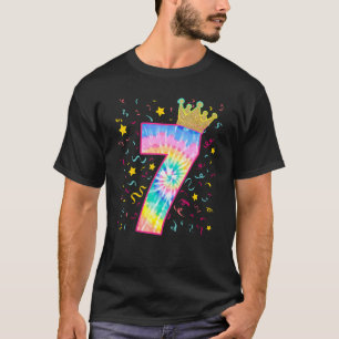 Colourful Tie Dye Number 7 Year Old Girls 7th Birt T-Shirt