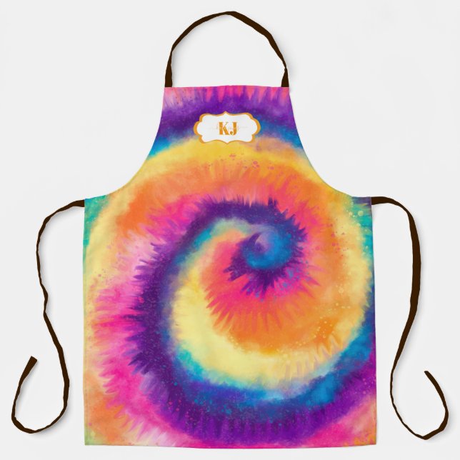 Colourful Tie Dye Pattern | Monogram Apron (Front)