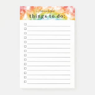 Colourful Tie Dye Pattern   Monogram Post-it Notes
