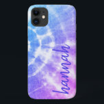 Colourful Tie Dye Personalise Case-Mate iPhone Cas iPhone 11 Case<br><div class="desc">A colourful tie-dye design phone case,  printed with her name.</div>