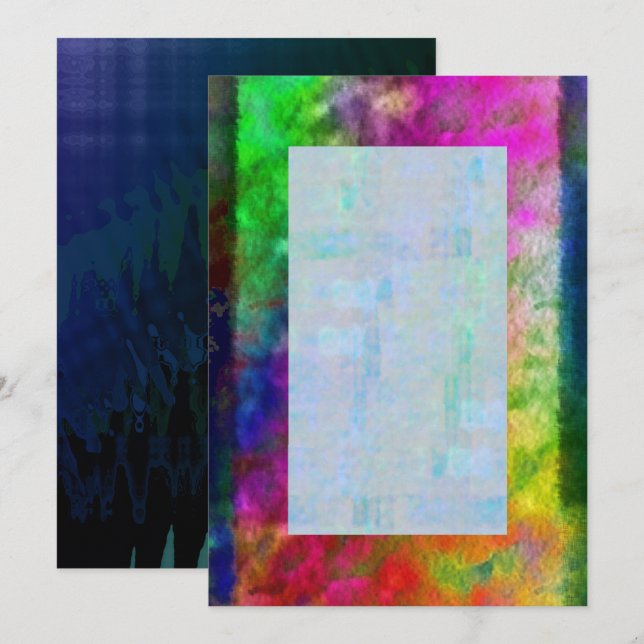 Colourful Tie Dye Psychedelic Blank Invitation (Front/Back)