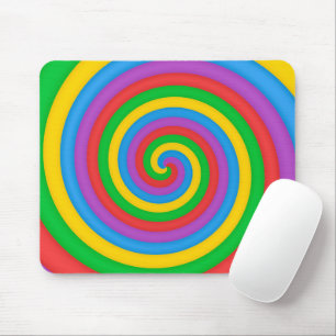 Colourful Tie Dye Rainbow Swirl 60s Art Pattern Mouse Mat