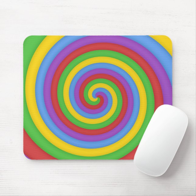 Colourful Tie Dye Rainbow Swirl 60s Art Pattern Mouse Mat (With Mouse)