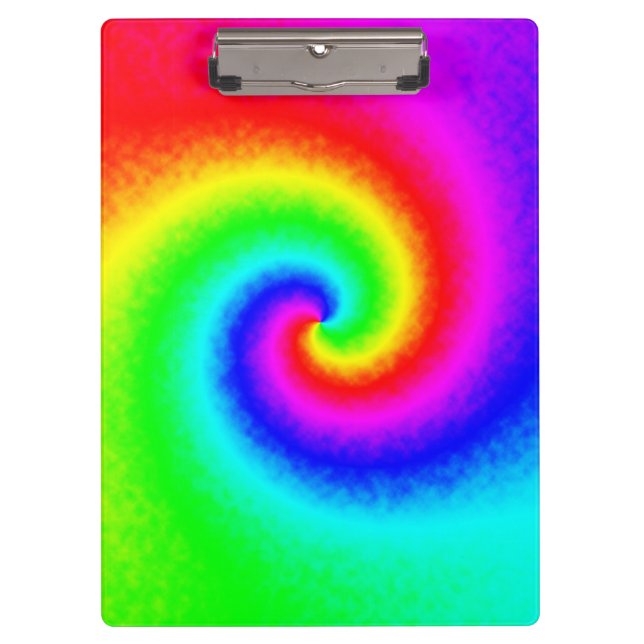 Colourful Tie Dye Rainbow Swirl Hippie Boho Chic Clipboard (Front)