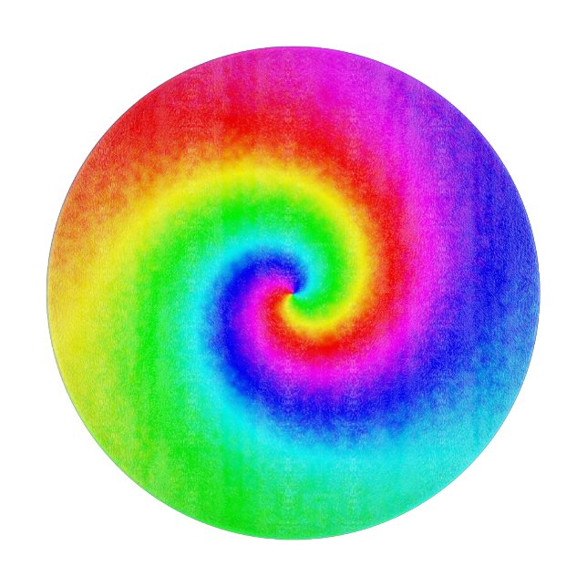 Colourful Tie Dye Rainbow Swirl Hippie Boho Chic Cutting Board (Front)