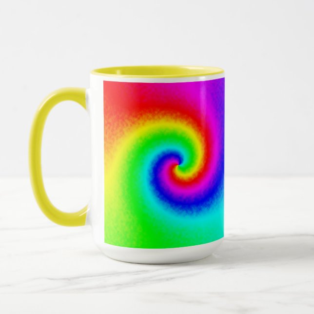 Colourful Tie Dye Rainbow Swirl Hippie Boho Chic Mug (Left)