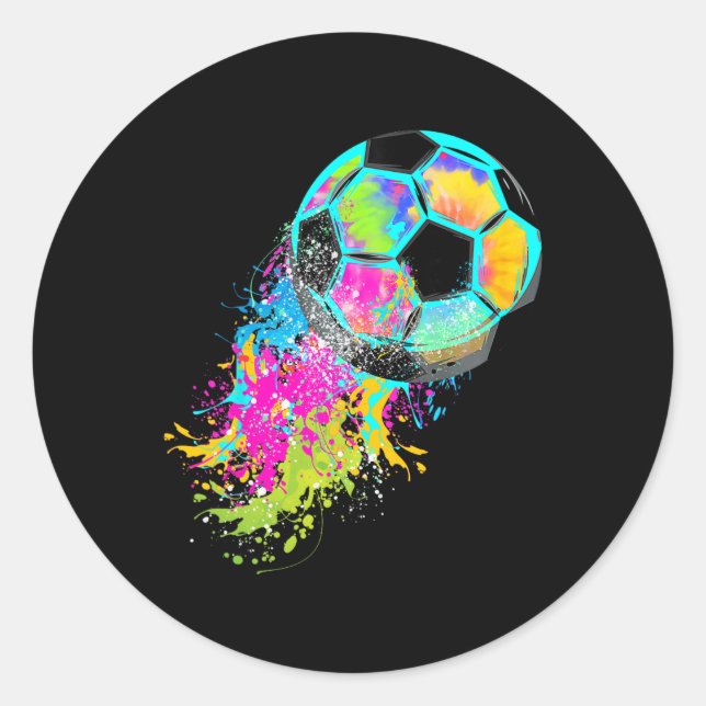 Colourful Tie Dye Soccer Ll  Classic Round Sticker (Front)