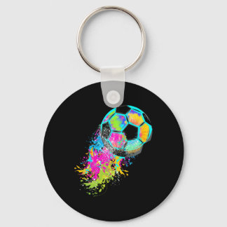 Colourful Tie Dye Soccer Ll  Key Ring