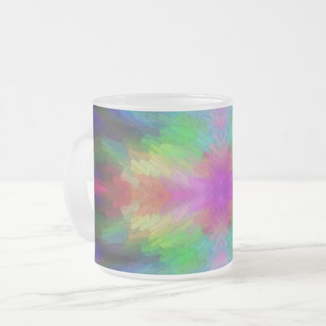 Colourful Tie Dye Style Art Frosted Glass Coffee Mug (Front Left)