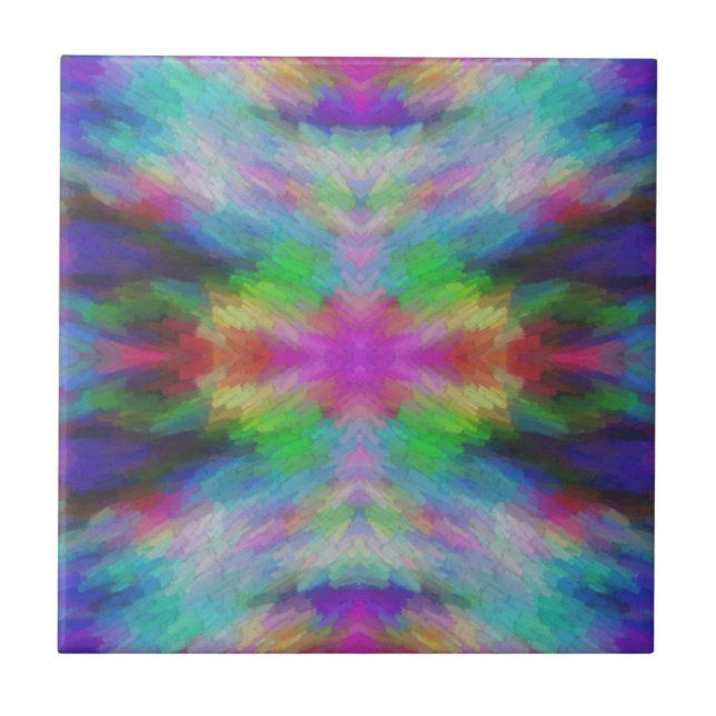 Colourful Tie Dye Style Art Tile (Front)