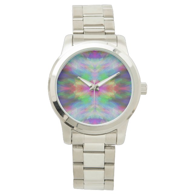 Colourful Tie Dye Style Art Watch (Front)