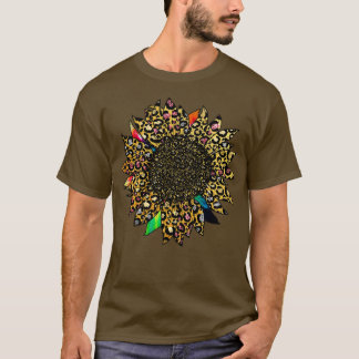 Colourful Tie Dye Sunflower Gold Pink Silver Glitt T-Shirt
