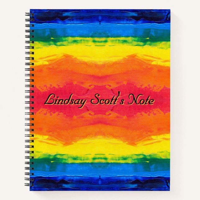 Colourful Tie Dye Texture Custom Name Journal (Front)