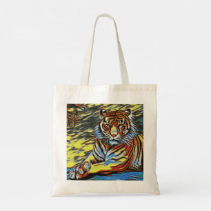 Colourful Tiger Art Painting Tote Bag