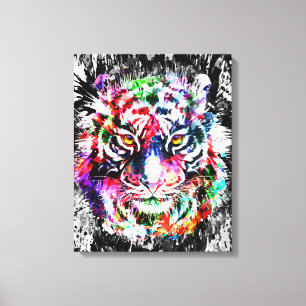 Colourful Tiger Canvas Print Big Tiger Art Print
