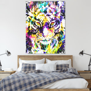 Colourful Tiger Canvas Print Colourful Tiger Art